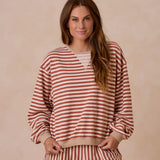 Oversized Crew + Short Set | Poppy Stripe