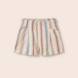 Roy Striped Cotton Baby Shorts || Ivory