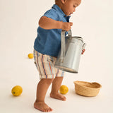 Roy Striped Cotton Baby Shorts || Ivory