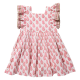 Girls Elsie Dress || Pink Dahlia Floral
