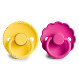 Frigg Rope & Daisy Natural Rubber Pacifier || Sunflower & Fuchsia