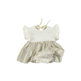 Baby Romper Dress || White & Beige