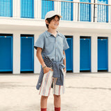 Baby Bermuda Shorts || White with Red & Blue Stripes