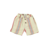 Baby Bermuda Shorts || White with Red & Blue Stripes