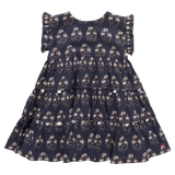 Girls Peachy Dress || Navy Strawflower
