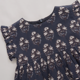 Girls Peachy Dress || Navy Strawflower