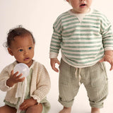 Organic Striped Baby Sweatshirt || Grass Green