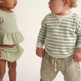 Organic Striped Baby Sweatshirt || Grass Green