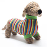 Knitted Sausage Dog || Striped Jumper