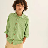 Erick Striped Cotton Shirt || Green