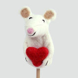 Felt Finger Puppet || Valentine Mouse with Heart