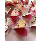 Paper Heart Garland || Red & Vintage Sheet Music