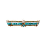 Gem and Pearl Miyuki Stretch Bracelets Set || Turquoise