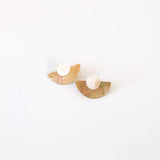 Circle and Halfmoon Geometric Stud Earrings || 3-in-1 Light Two-Tone