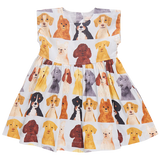 Girls Adaline Dress || Light Blue, Watercolor Dogs