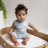 Clouds Jacquard Knit Baby Romper || Sky Heather