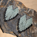Sonoran Triangle Fringe Earrings || Aqua