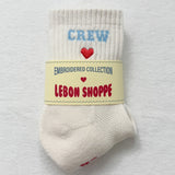 Embroidered Crew Socks || Vanilla