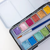 Metallic Travel Watercolor Paint Set || 12 Colors