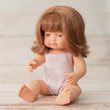 Doll Caucasian Redhead Girl 38cm || Pink Romper