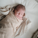 Organic Muslin Swaddle || Natural Stripe