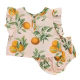 Baby Girls Abigail 2 Piece Set || Pink Botanical Oranges