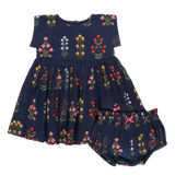 Baby Girls Marie Dress Set || Navy Field Floral