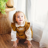 Corduroy Pinafore Floral Baby Dress Set