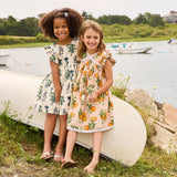 Girls Katherine Dress || Pink Botanical Oranges
