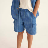 Striped Denim Bermuda Shorts