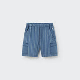 Striped Denim Bermuda Shorts