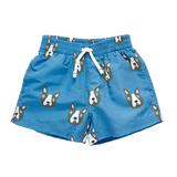 Boys Swim Trunk || Blue Boston Terrier