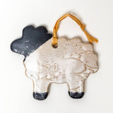 Black & White Sheep Shape Handmade in Ohio Ceramic Ornaments