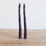 Purple Asparagus Beeswax Candle Taper Pair