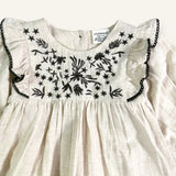 Embroidered & Ruffle Flare Dress