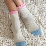 Color Block Girlfriend Socks || Grey Pink