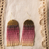 Beaded Handwoven Ombre Fringe Earrings