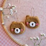 Sweet Bear Face Felted Earrings