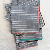 Chambray Stripe Napkins with Color Edging || Navy