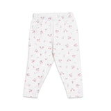 Delicate Floral Jersey Knit Baby Girl Leggings || Natural