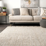Daniela Farmhouse  Chunky Jute Area Rug || Off White, 6'x9'