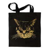 Cat Tote Bag with Glitter Ink || Black & Gold