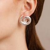 Spiral Stud Earrings || Silver