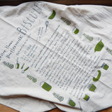 Handprinted Biscuit Cotton Kitchen Towel || Moss