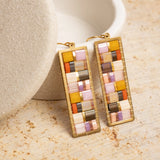 Mosaic Tila & Brass Earrings || Lilac