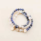 Beaded Bracelet || Pearl + Wave Blue