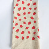 Handprinted Cotton Tea Towel || Strawberry