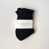 Ruffled Hugger Crew Socks || Black