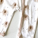 Elephant Pocket & Button Organic Baby Jumpsuit
