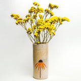 Orange Cone Flower Design Handmade in Ohio Ceramic Vase
